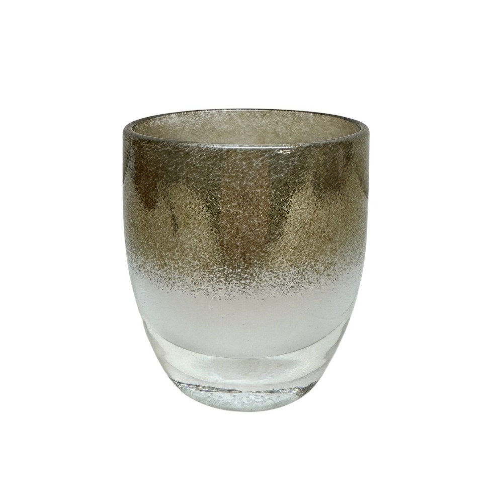 Glassy Baby "For Keeps" Candle Holder Vase‎ White Gold Speckled
